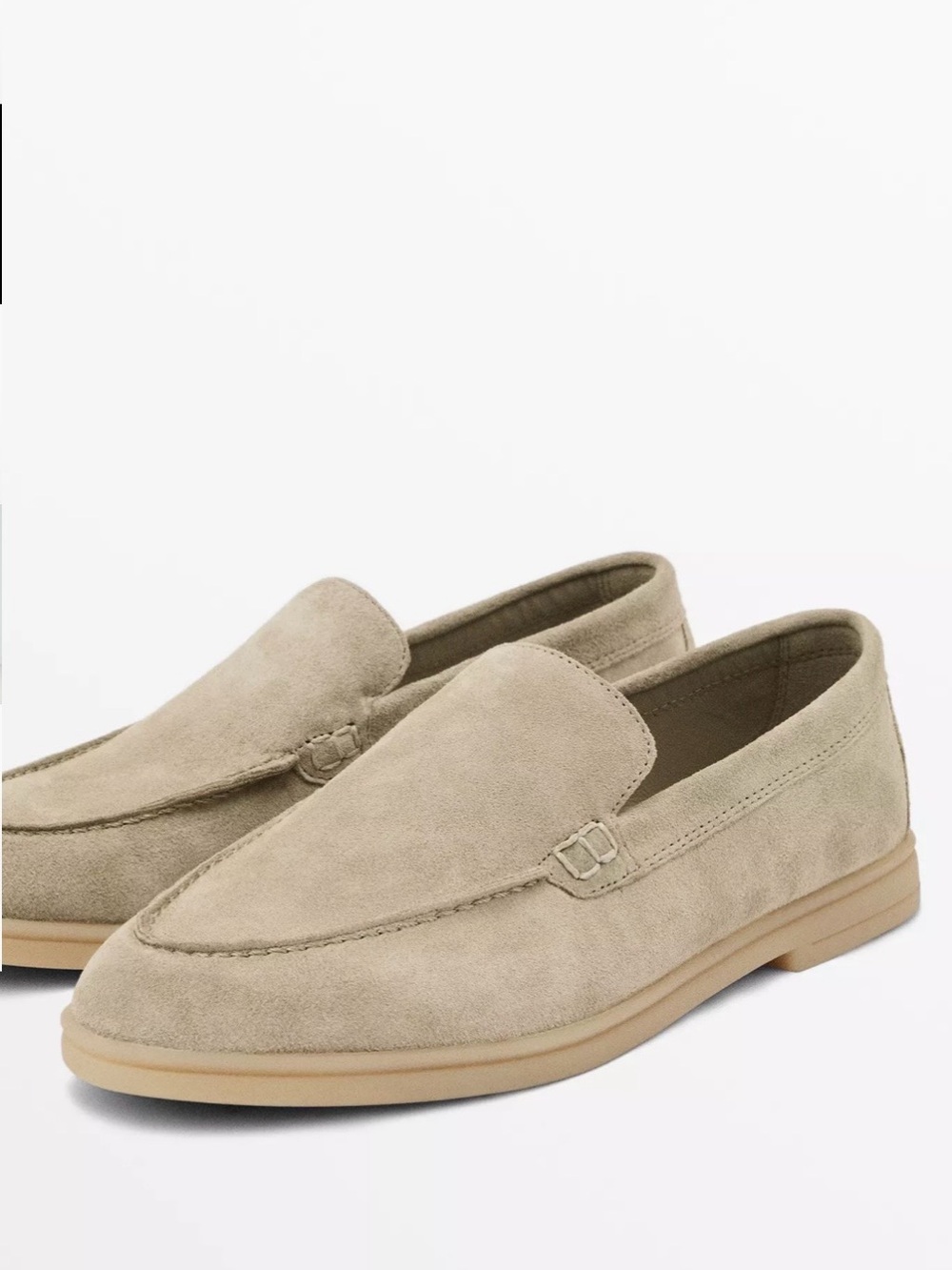 Massimo Dutti Women's Suede Loafers in Light Taupe/Beige